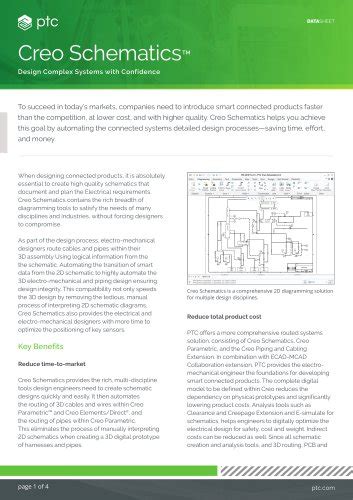 PTC ® Creo ® Schematics ™ - PTC - PDF Catalogs | Technical Documentation | Brochure