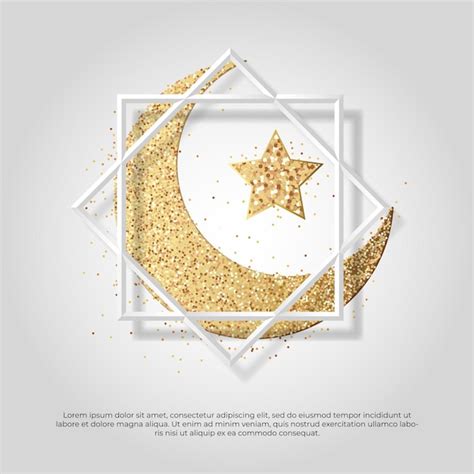 Eid al adha mubarak schöner islamischer 3d goldener mond und