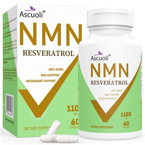 NMN + Trans-Resveratrol Supplement 1100mg (60 Capsules(Pack of 1))