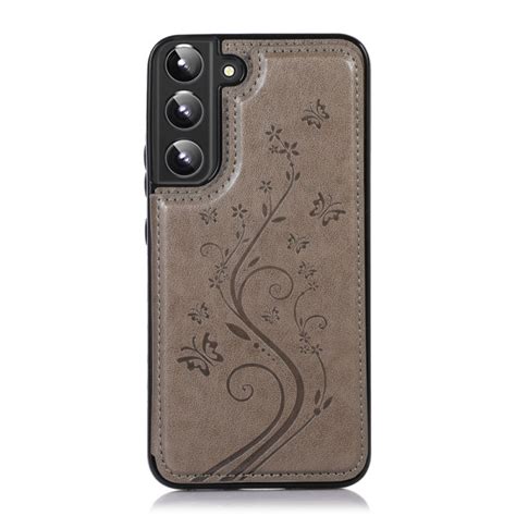 Coque Samsung Galaxy S22 5g Simili Cuir Porte Cartes Support Fleurs