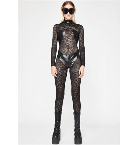 Sheer Leopard Mock Neck Catsuit Dolls Kill