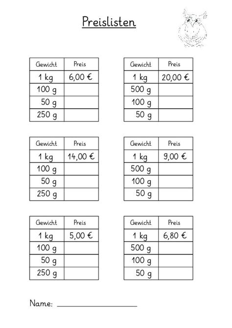 Preistabellen Pdf Preistabelle Mathe Aufgabenstellung