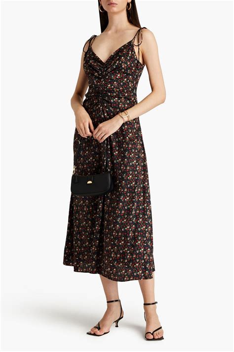 Sandro Floral Print Twill Midi Slip Dress The Outnet