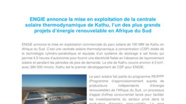 ENGIE Annonce La Mise En Exploitation De La Centrale Solaire