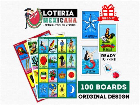 Printable Mexican Loteria Game Template 100 CARDS PDF Classic Edition