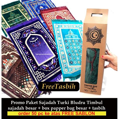 Jual Sajadah Turki Besar Bludru FREE SABLON Sajadah Turki Besar Paket