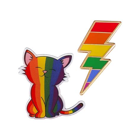 Gay Pride Pin Cute Rainbow Cat Enamel Pin LGBTQ Pride Pins Gaymer Cute Rainbow Flag Pin Gaymer