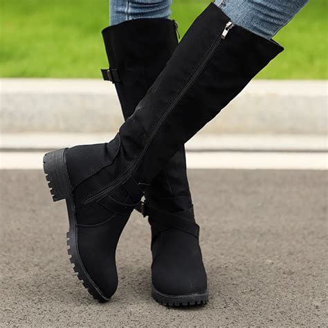 Muqgew Fashion Fall Winter Thigh High Boots Women Artificial Leather