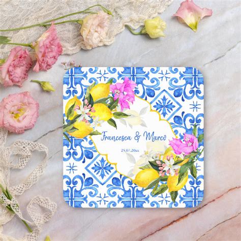 Blue Tiles And Bougainvillea Elegant Mediterranean Invitation Zazzle