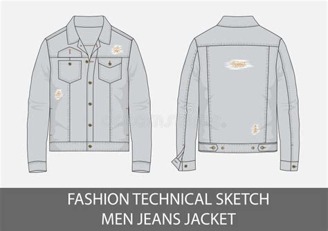 Technical Sketch Of Denim Jacket In Vector Stock Vector Illustration