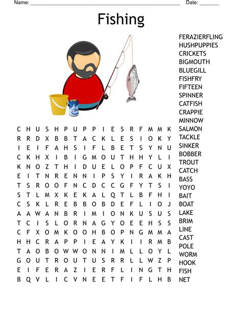 Printable Fishing Word Search Puzzles