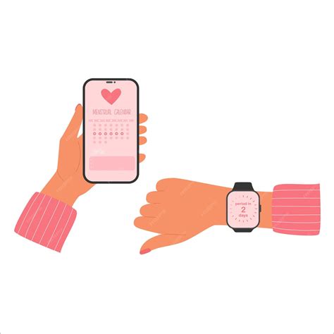 Premium Vector | Girl holds phone with a menstruation calendar app with