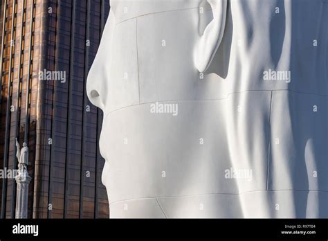 Julia White Marble Sculpture By Jaume Plensa In Plaza Colon With Colon