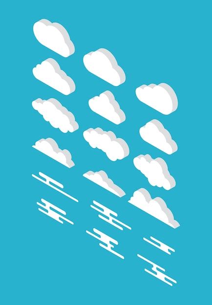 Premium Vector Cloud Set Collection Isometric With Various Style Clouds