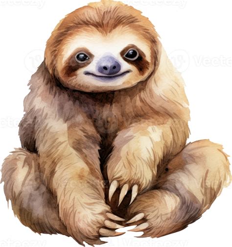 Cute Sloth Watercolor Illustration AI Generated 26976387 PNG