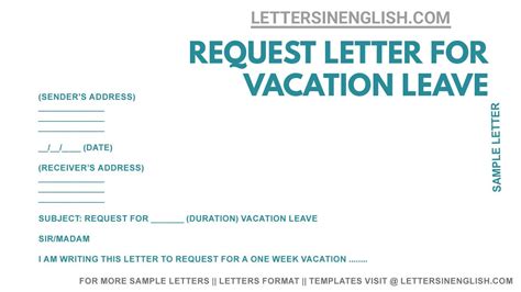 Letter Request For Vacation Leave Sample Request Letter For Leave