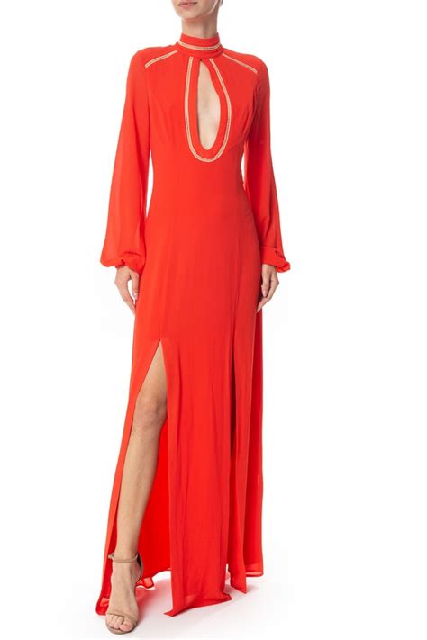 Dress Go Vestido Longo Crepe Laranja Dg Marketplace De