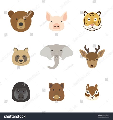 Animal Face Set Stock Vector Royalty Free 322104557 Shutterstock