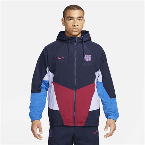 Мужская футбольная куртка с капюшоном fc barcelona windrunner - красный ...