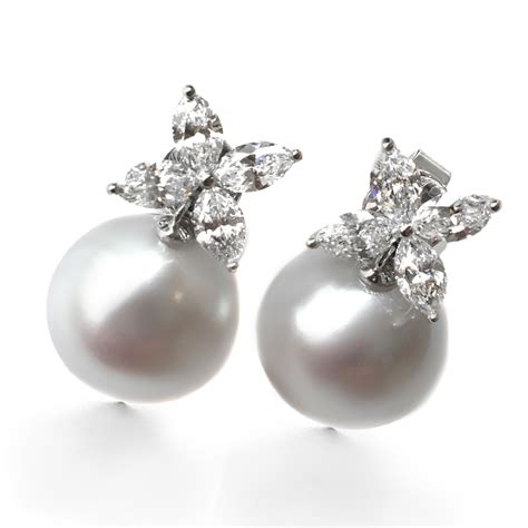 Pearl and Diamond Marquise Earrings - Haywards of Hong Kong