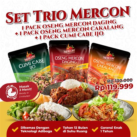 Jual Mercon Merah Putih Set Trio Mercon Oseng Mercon Daging Cumi