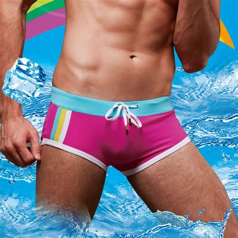 Men S Swim Boxer Swimwear Sexy Swimming Trunks Gay Men Low Rise For Male Sunga Arena Stripe