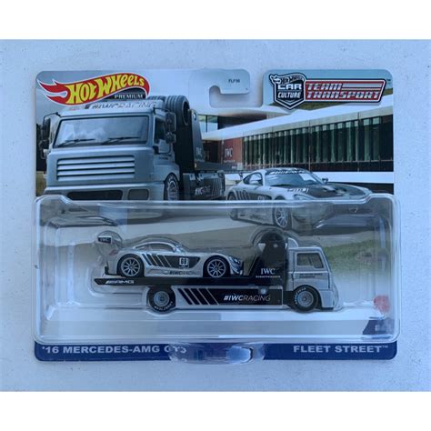 Xe mô hình Hot Wheels Team Transport 16 Mercedes AMG GT3 Fleet Street