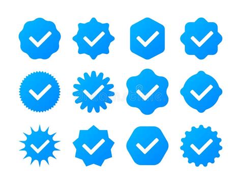 Set Of Blue Check Mark Badge Icons Verification Icons Collection