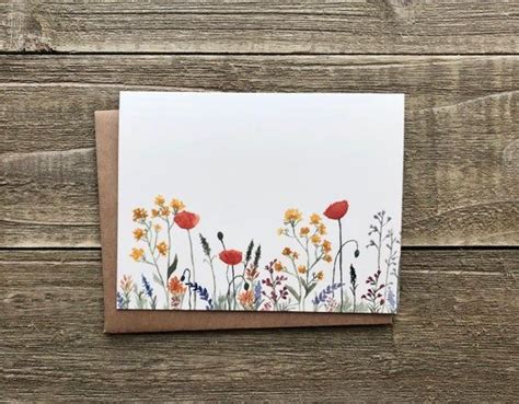 Watercolor Wildflower Notecards Floral Stationery Set Of 4 Hand Painted