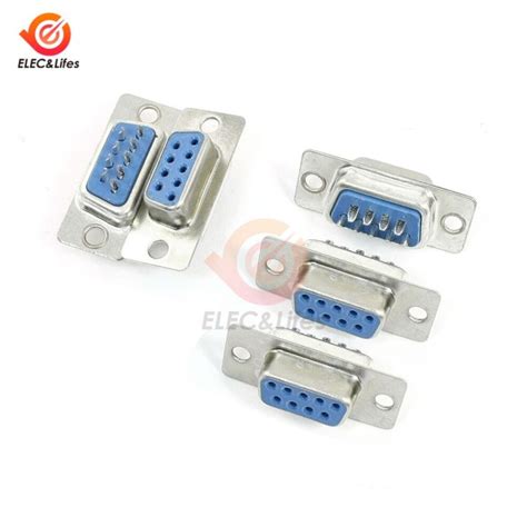 10Pcs RS232 DB9 Serial VGA 9 Pin Male Female Connectors 2 Rows Solder