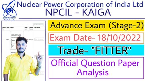 Npcil Kaiga Fitter Advance Exam Question Paper Npcil Kaiga