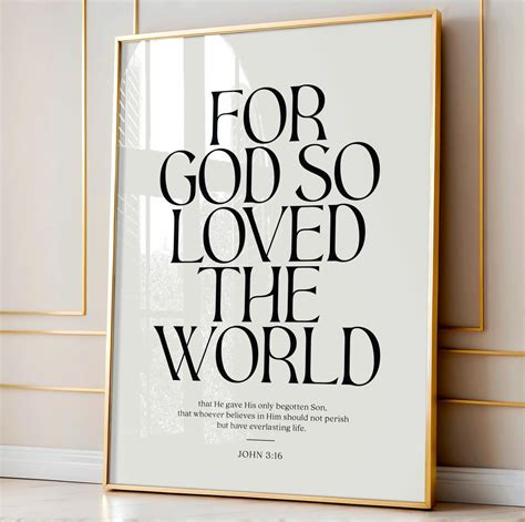 John 3 16 Wall Art, for God so Loved the World Print, Christian Wall ...