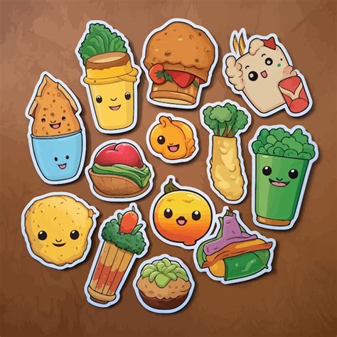 Premium Vector Food Sticker Set Vector