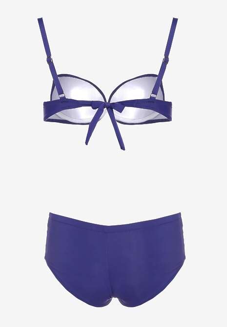 Granatowe Bikini Biustonosz Z Usztywnionymi Miseczkami Majtki Typu Figi Furefia Renee