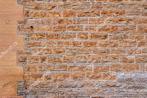 19th Century Tan Color Natural Stone Wall Texture Background With