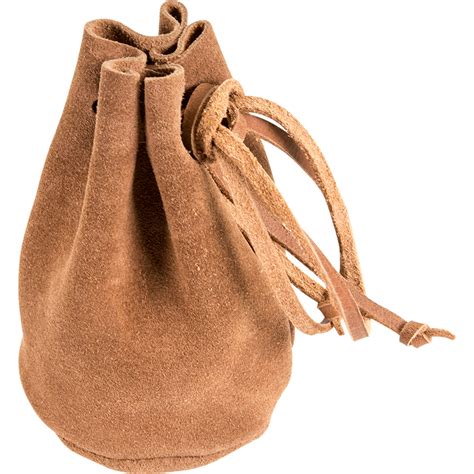 Brown Leather Drawstring Pouch Hw Larp Distribution