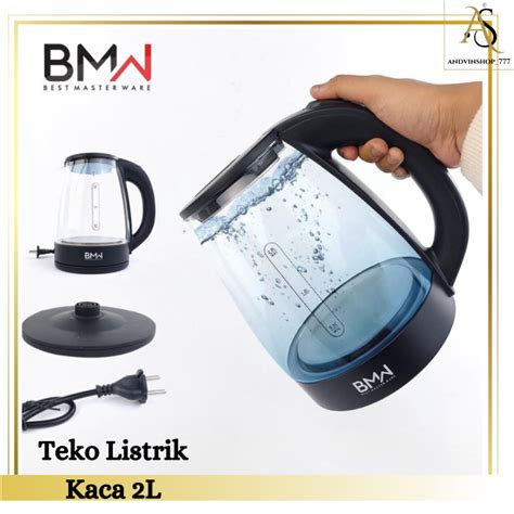 Kettle Teko Elektrik Kaca 2L Pemanas Air Otomatis Kaca Stainless