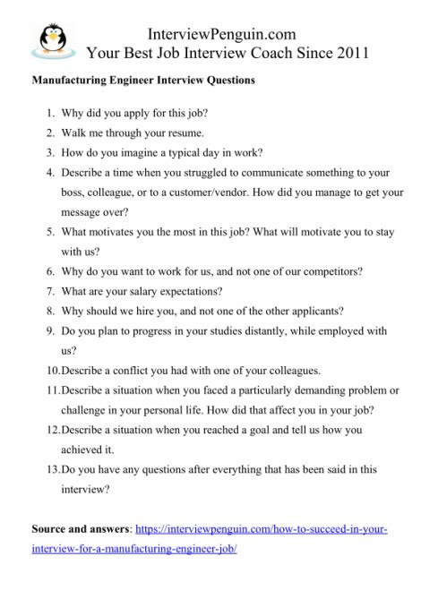 Top 15 Interview Questions For Manufacturing Engineers