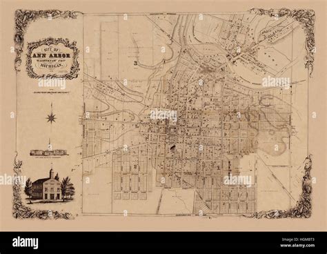 Map Of Ann Arbor 1854 Stock Photo Alamy