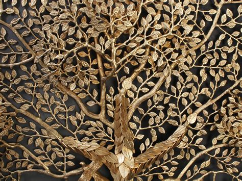 Large Brass Tree Of Life With Perched Birds Wall Hanging Home