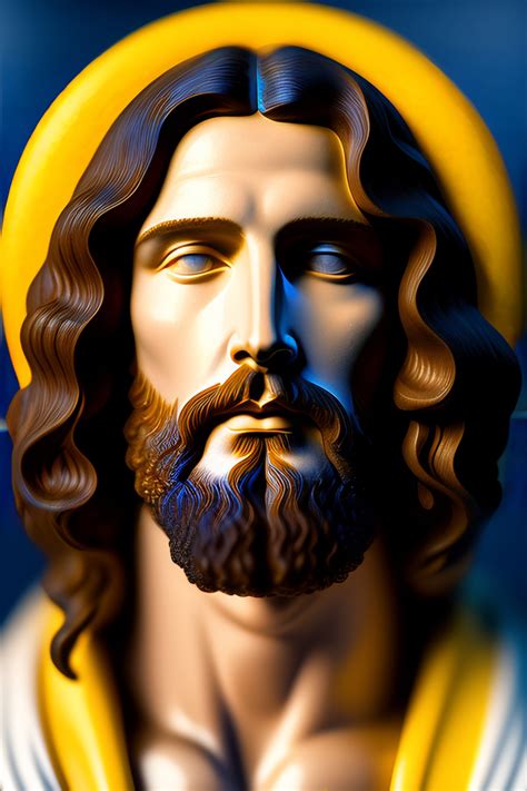 Lexica A Portrait Of Jesus Blue White And Yellow Manl Highly