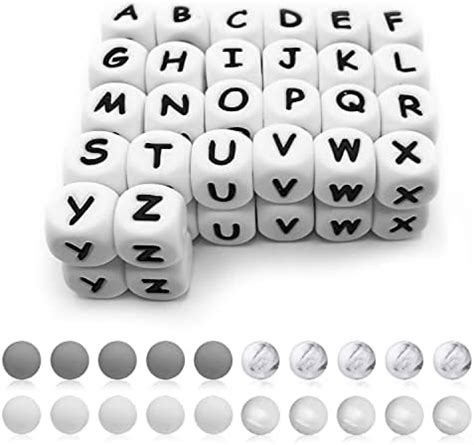 Amazon 52 PCS Silicone Letter Beads 12mm Cube Alphabet Beads