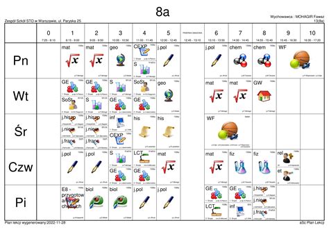 Plan Lekcji Zmiana April Od Listopada Pk Podzia Sal