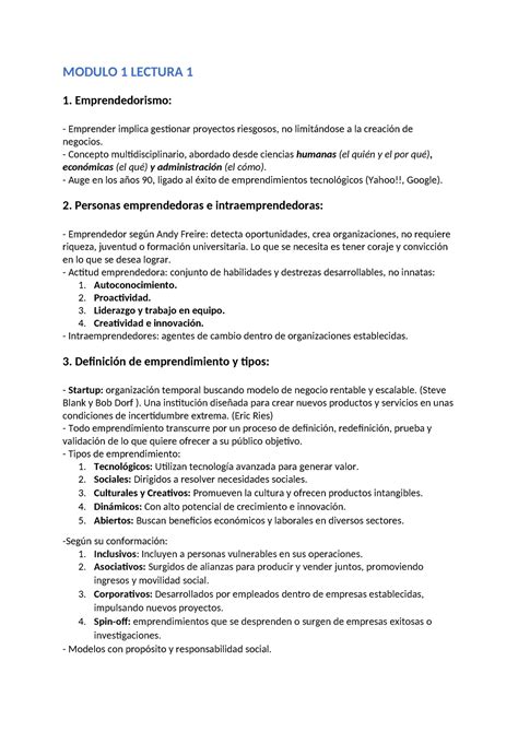 Resumen Desarrollo Emprendedor M M Modulo Lectura