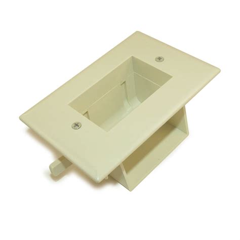 My Cable Mart Wall Plate Recessed Low Voltage Cable Pass Thru W Easy Mount Lt Almond