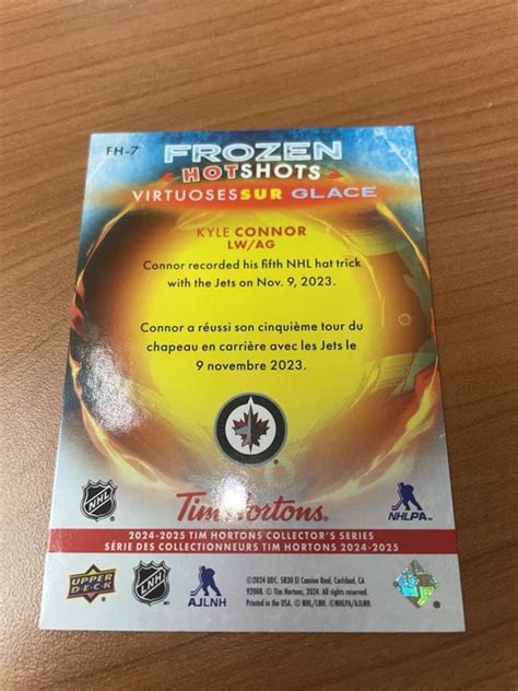 2024 25 TIM HORTONS Upperdeck Frozen Hot Shots Kyle Connor FH 7 Mint