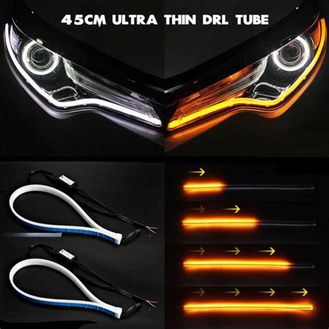 Pcs Cm Ultra Thin Car Flexible Tube Led Strip Drl Running Light Turn