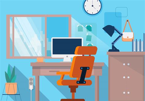 Office Desk Creative Designer Vector Flat Background 418547 Vector Art