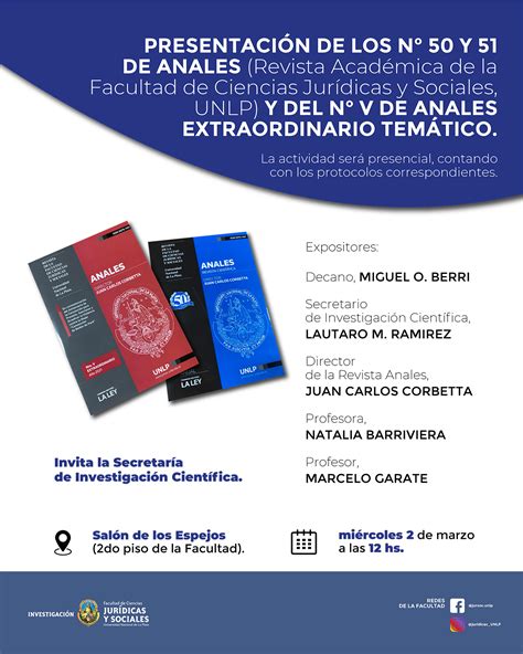 Presentación De Los N° 50 Y 51 De Anales Y Del N° V De Anales Extraordinario Temático Facultad