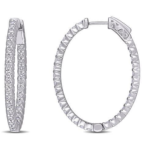 2 CT TW Diamond Oval Hoop Earrings Delmar Jewelers